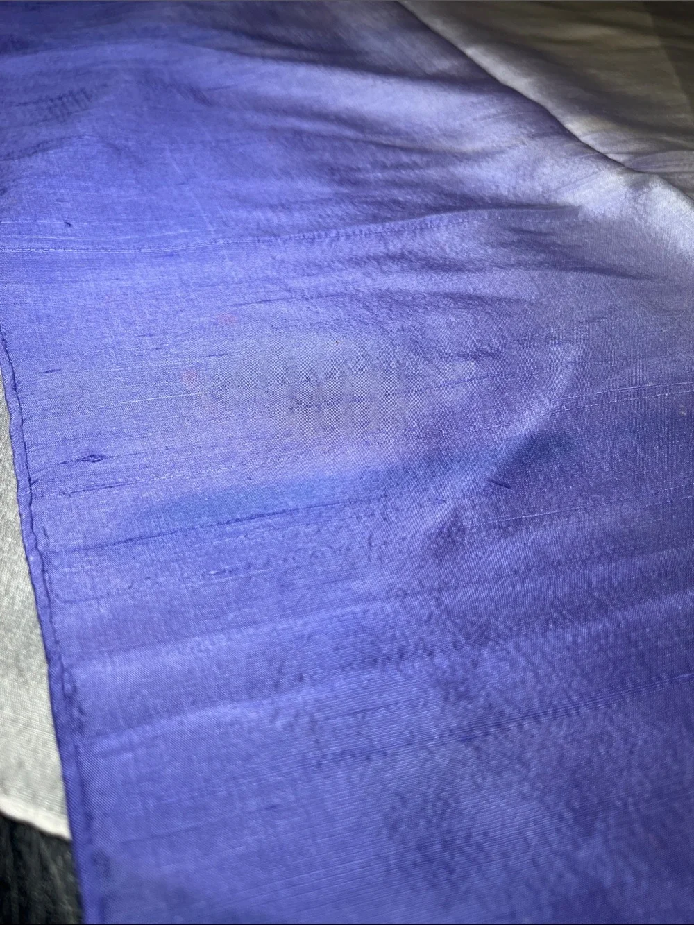 100% Silk Dupioni Handrolled Edge Hand-Dyed Purple Cream Ombre Gradient Scarf